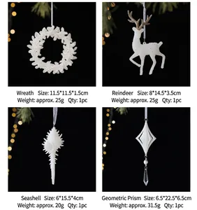 Kit de décorations de Noël blanches à paillettes avec renne couronne et coquille