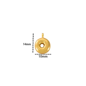 Polished 18k gold plated letter O alphabet pendant for DIY jewelry, 14mm by 10mm