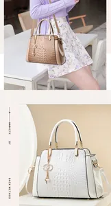 Elegant large capacity handbag with crocodile pattern for middle-aged women.