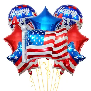 USA Independence Day foil balloon set with American flag and Happy 4th design