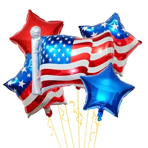 Patriotic US flag and star foil balloon set for Independence Day party decorations