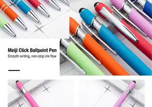 Colorful retractable metal ballpoint pens with capacitive stylus tips