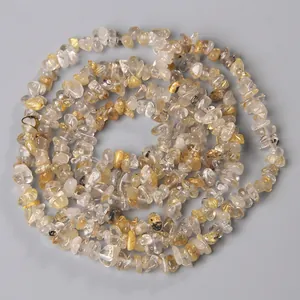Macro di perline a scheggia in quarzo rutilato dorato naturale per creazioni DIY