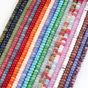 Perline abaco in pietra naturale multicolore per creazione di gioielli fai-da-te e artigianato
