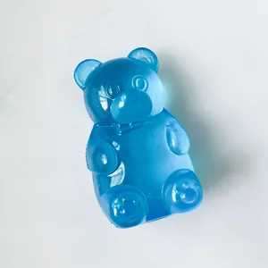 Juguete antiestrés con forma de osito azul translúcido para relajación y juego