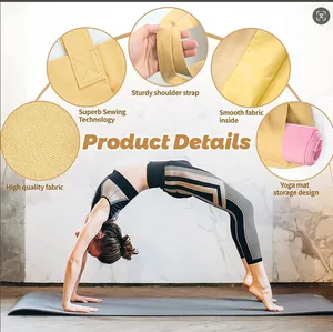 Large capacity canvas yoga mat storage tote bag with sturdy shoulder strap