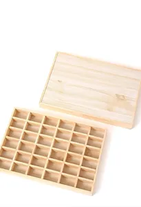 Natural solid wood jewelry display tray with multi-grid storage compartments
