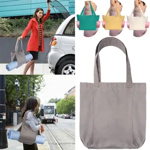 Versatile canvas yoga mat tote bag with large capacity for fitness and Pilates storage