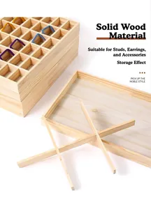 Detail view of solid wood jewelry organizer tray with removable dividers.