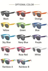 Multiple color options for retro classic candy-colored sunglasses variant showcase.