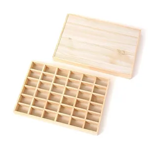 High-quality solid wood jewelry organizer tray with 35 grids for beads and trinkets.
