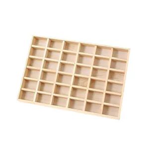 Solid wood multi-compartment display tray for jewelry and beads collection storage