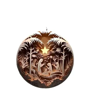 Exquisite 3D layered Nativity scene acrylic car hanging ornament for Christmas decoration