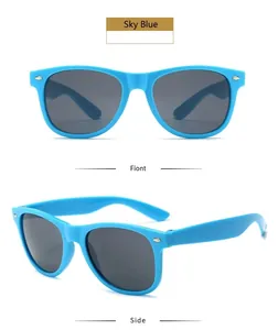 Classic sky blue retro sunglasses with rice nail accents shown in front and side views.