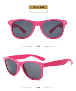 Detailed view of rose red retro sunglasses featuring classic silver rice studs on frame