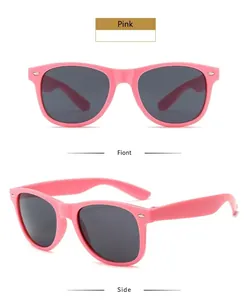 Front and side view of pink retro classic sunglasses with rice nail decoration