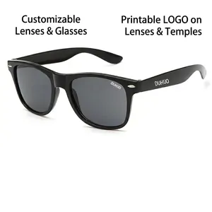 Classic retro style square sunglasses with black frame and gray lenses for outdoor wear