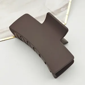 Matte coffee brown large square hair claw clip for women