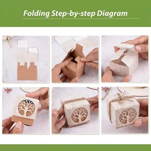 Detailed step-by-step assembly guide for laser-cut tree pattern wedding favor box