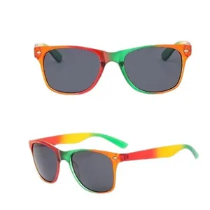 Classic rainbow gradient frame sunglasses with dark lenses for outdoor activities.