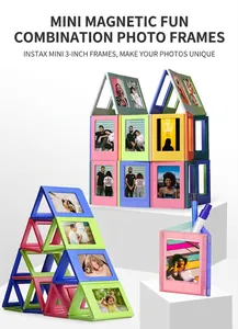 Colorful magnetic photo frames for Instax mini 3-inch photos in creative DIY shapes