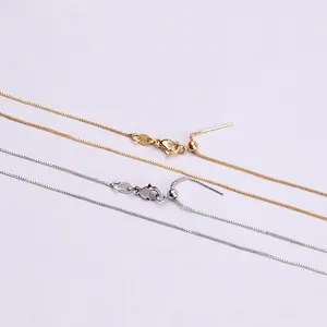 Adjustable titanium steel box chain necklace with needle end in gold and silver colors