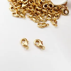 18K real gold plated copper lobster clasps for DIY jewelry necklace bracelet making