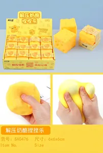 Detailed macro view of TPR simulation cheese squeeze toy showing its soft and elastic texture.