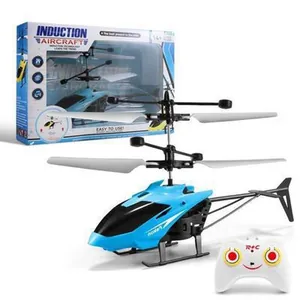 Professional blue induction helicopter toy with remote control and retail packaging box