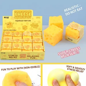 Realistic Simulation Cheese Squeeze Toy TPR Soft Stress Relief Toy For Kids Adults Novelty Fun Prank Toy Yellow Sensory Toy