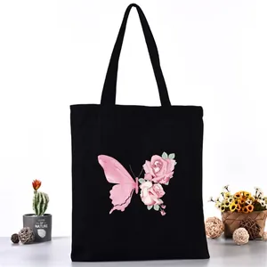 Butterfly Series Printed Canvas Tote Bag For Women Student Large Capacity Shoulder Bag Reusable Shopping Bag Cotton Canvas Handbag Casual Top Handle Bag