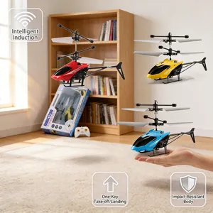 Induction RC Helicopter Toy For Kids USB Charging Infrared Sensing Flying Aircraft Durable Plastic Durable Body Yellow Red Blue