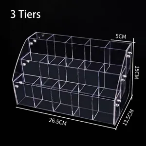 3-tier transparent acrylic pen display stand and desktop stationery organizer