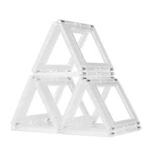 Detail view of stacked transparent 3-inch magnetic triangle frames for Instax mini