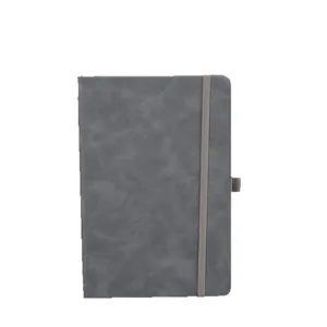 Eleganter grauer A5-Business-Notizblock mit Gummibandverschluss und integrierter Stiftschlaufe