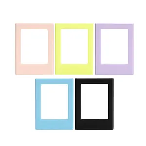 Colorful 3-inch magnetic DIY photo frames in pink green purple blue and black