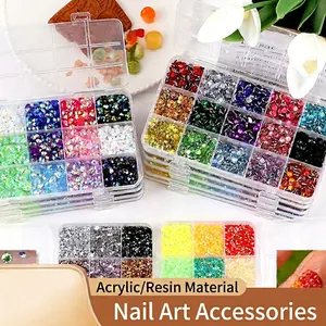 Resin Flatback Rhinestones Jelly AB Mixed Color Nail Art DIY Decorative Set For Women Jewelry Decoration With Storage Box