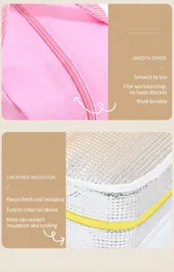 Detailed view of the smooth zipper and the thickened aluminum foil insulation lining