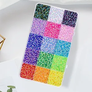 Professional 15-grid resin flatback rhinestones set with colorful jelly and AB mix for nail art DIY