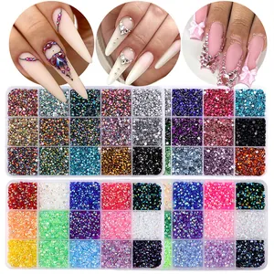 15-grid resin flat-back rhinestones jelly AB color nail art DIY jewelry decoration kit