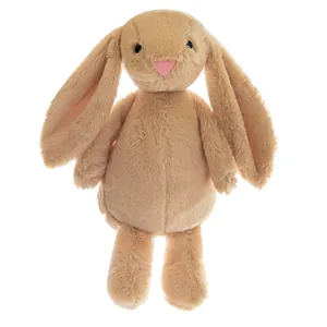 Adorable beige long-eared plush rabbit toy, soft stuffed Easter bunny doll for kids gift