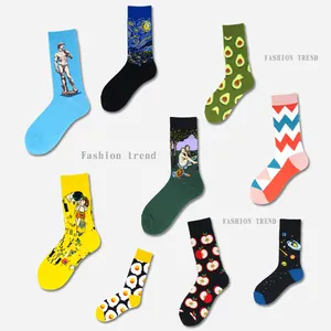 Harajuku style artistic cotton mid-calf socks featuring world-famous painting patterns