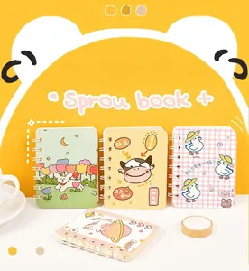 Cute A7 mini spiral notebooks with cartoon animal illustrations and colorful covers