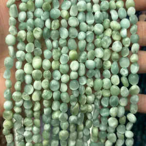 6-8mm natural greenish irregular freeform stone beads strands for DIY jewelry making