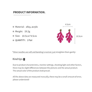 Detailed product specifications for petal tassel drop earrings with size measurements.