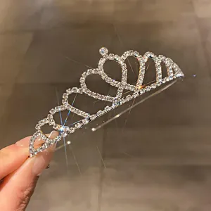 Close-up of sparkly heart-shaped rhinestone tiara for brides and parties