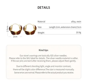 Spécifications détaillées des boucles d'oreilles rétro en résine et matériau