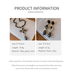 Detailed specifications of vintage flower pendant necklace and matching earrings.
