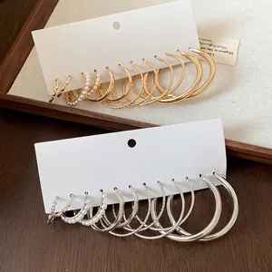 Geometrisches Eisen Ohrring Set Mit Künstlichen Perlen 925 Sterling Silber Ohrstecker-Stift Einfacher Modeschmuck Für Damen