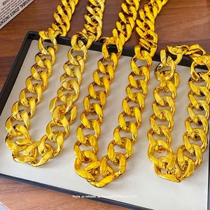 Statement chunky gold acrylic chain necklace for women featuring a bold punk style